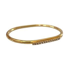 Gold Rhinestone Oval Bangle Bracelet